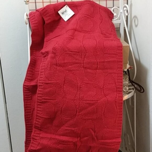 NEW, Coach Cashmere Wool Blend Signature Logo Cable Knit Scarf Shawl - Picture 6 of 16